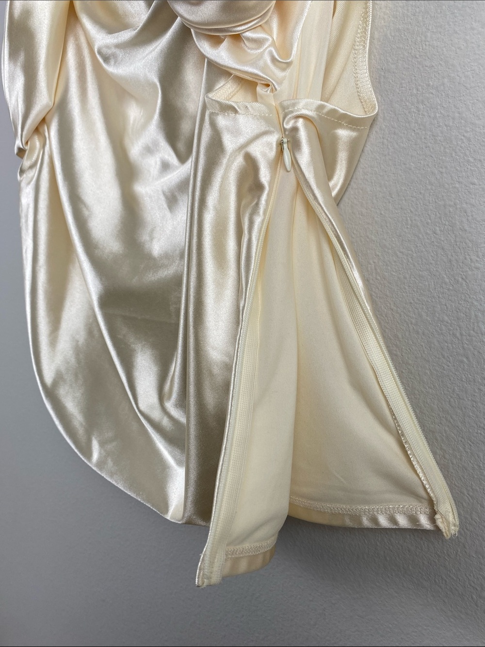 Express Satin Draped Shoulder Top | Swan - Picture 12 of 16
